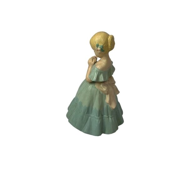 Holland Mold Vintage 1960s Chalkware Figurine Girl Blue Dress 10"h - Picture 6 of 8